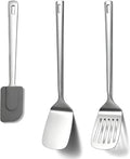 Berglander Stainless Steel Spatulas Set 3pcs, Metal Spatula Solid&Slotted&Flexible Turner, Heavy Duty Sturdy Kitchen Spatula, High Heat Resistant Cooking Utensils for Nonstick Cookware
