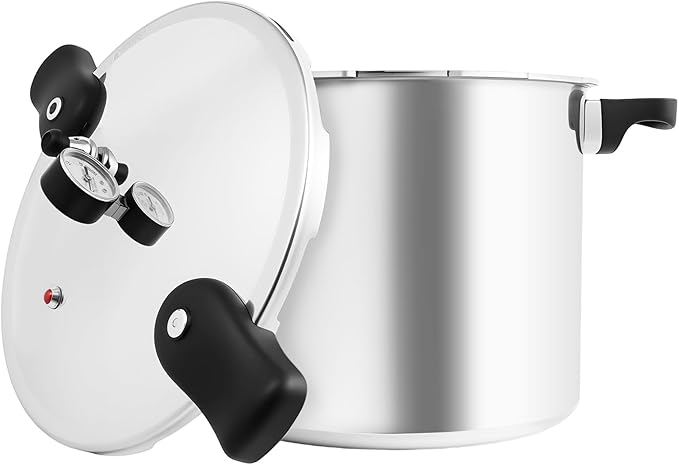 23QT Explosion-Proof Pressure Canner, 90kpa Heavy-Duty Commercial Pressure Cooker, Thickened Manual Pressure Cookware with Gauge for Apartment, Camping, Homes or Commercial Steaming, Boiling&Stewing