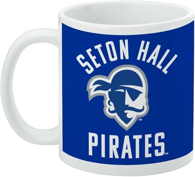 Seton Hall Pirates Ceramic Coffee Mug, Novelty Gift Mugs for Coffee, Tea and Hot Drinks, 11oz, White
