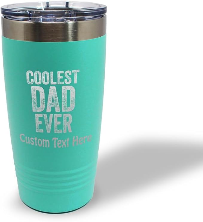 Custom Tumblera Tumblers Travel Mugs Coolest Dad Ever C Family & Friends Dad Insulated Drinkware Personalized Tumbler Cups Coffee Tumbler Engraved Stainless-Steel 20 Oz Chill Personalized Text Here