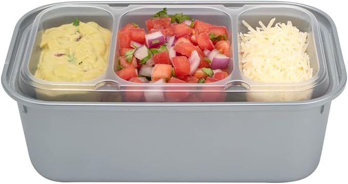Restaurantware TRAYS ONLY: Futura 15.2 Ounce Trays For Containers, 100 Microwavable Trays For 24, 34, & 44 Ounce Containers - Containers Sold Separately, 3 Compartments, Clear Plastic Food Trays