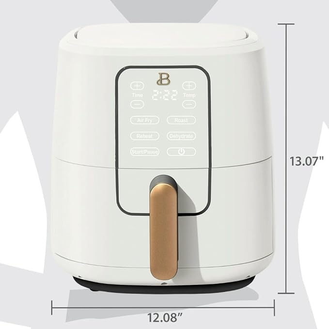 Beautiful 6-Quart Digital Air Fryer, TurboCrisp Technology, Touch-Activated Display, 1750W, 90–400°F, Dishwasher-Safe Basket