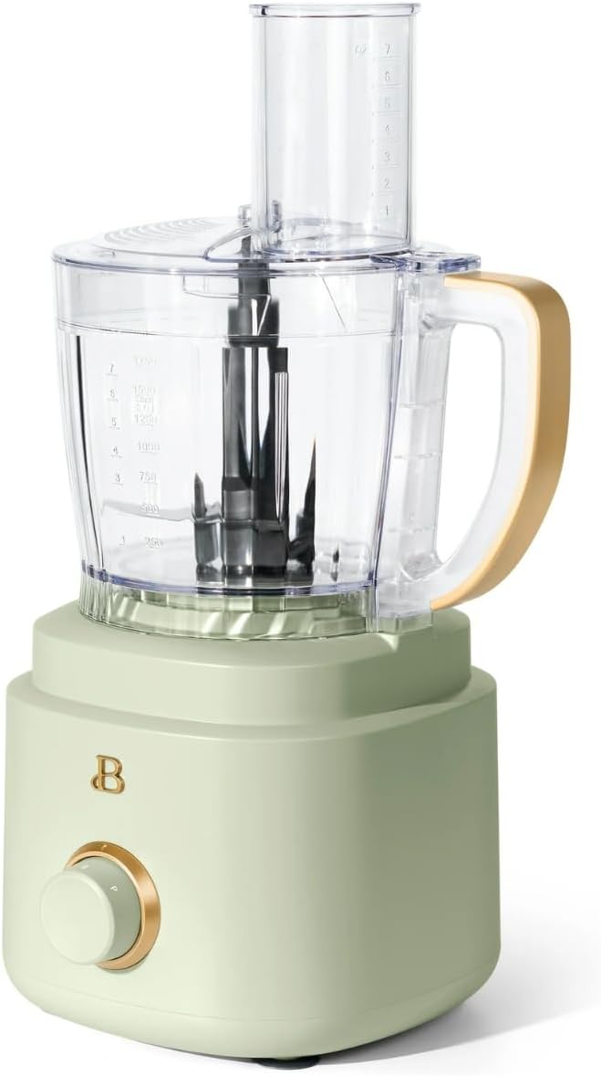 Beautiful 10‑Cup Food Processor ‑ 500 W, Variable Speed, Twist‑Lock, Dishwasher‑Safe Parts, Included Accessories (Sage Green)