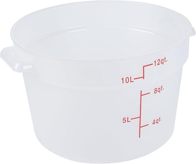 Restaurantware-Met Lux 12 Quart Food Storage Container, 1 Translucent Storage Container - Lids Sold Separately, Red Volume Markers, Dishwashable Container, Side Handles, For Storing Foods