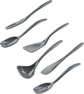 Hutzler 6 Piece Melamine Mini 7.5 Inch Cooking Utensil Set, Gray