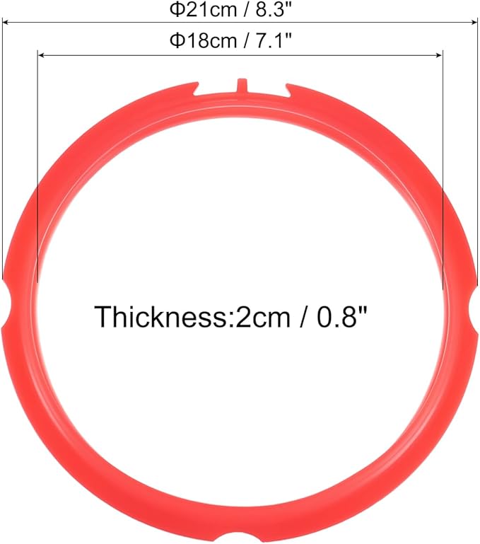 uxcell 2 Pcs Silicone Sealing Ring for Pressure Pot 3QT, Pressure Pot Inner Gasket Seal Rings Pressure Cooker Replacement Parts, Red
