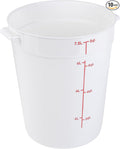 Restaurantware-Met Lux 8 Quart Food Storage Containers, 10 White Storage Containers - Lids Sold Separately, Red Volume Markers, Dishwashable Containers, Side Handles, For Storing Foods