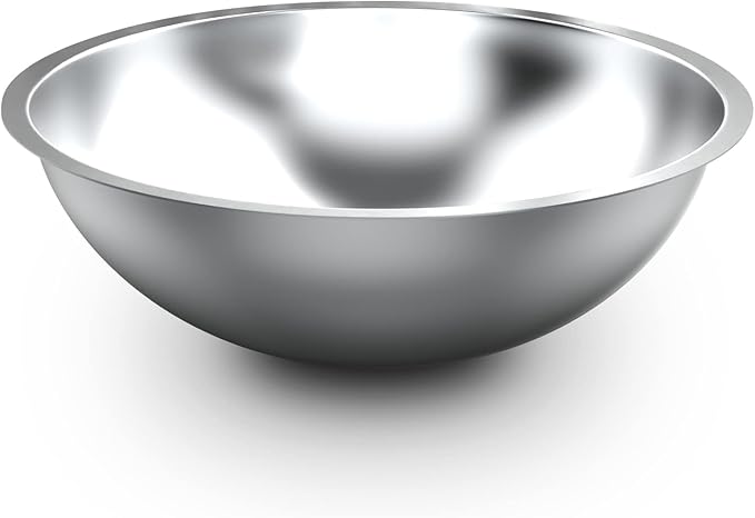 Alpine Cuisine 12-Quart Stainless Steel Mixing Bowl | Durable Prep & Salad Bowl for Baking, Food Prep, & Tossing | Polished Mirror Finish, Silver