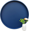 25-inch Round Ottoman Serving Tray - Textured PU Leather Coffee Table Decor, Waterproof Heat-Resistant Large Organizer for Home, Office, Bed & Party Essentials (Navy Blue, 25)