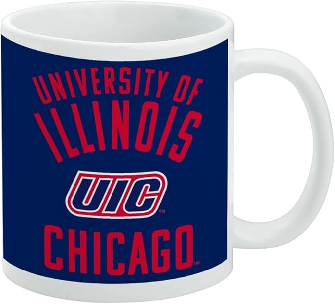 UIC Flames Ceramic Coffee Mug, Novelty Gift Mugs for Coffee, Tea and Hot Drinks, 11oz, White