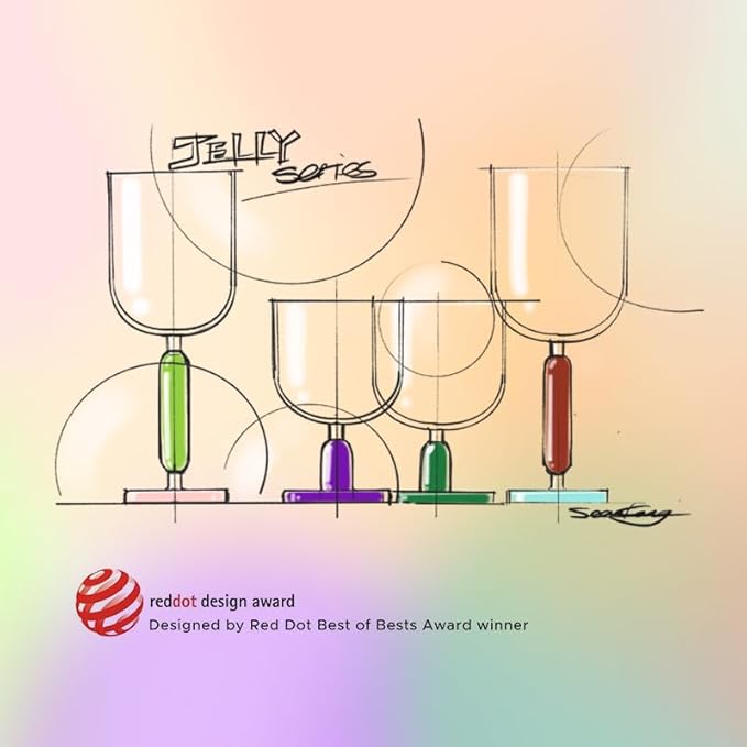 MU16 Jelly Collection short wine glass Crystal Wine Glasses, 11.2 oz – Lead-Free Drinking Glasses for Easter, Parties, Weddings, and Anniversaries Citrus Fizz
