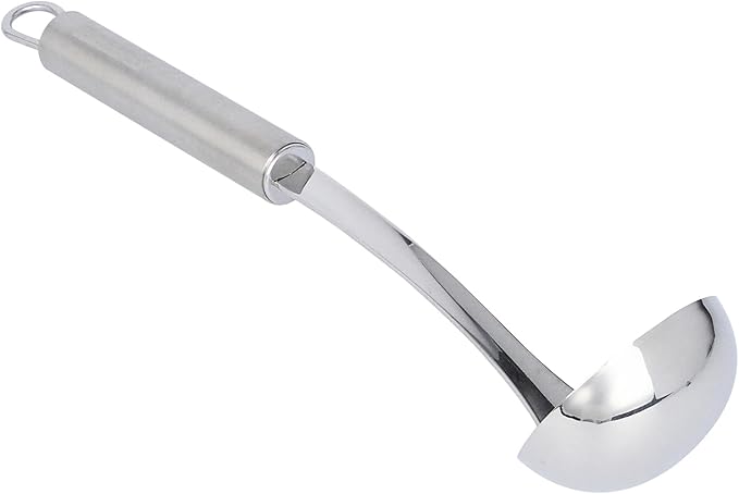 Ladle 1 Pack 10.6 Inch Sauce Ladle with Deep Bowl Ergonomic Handle Precision Pouring Durable Stainless Steel Silver Utensil For Sauces, Gravies, Buffet Use