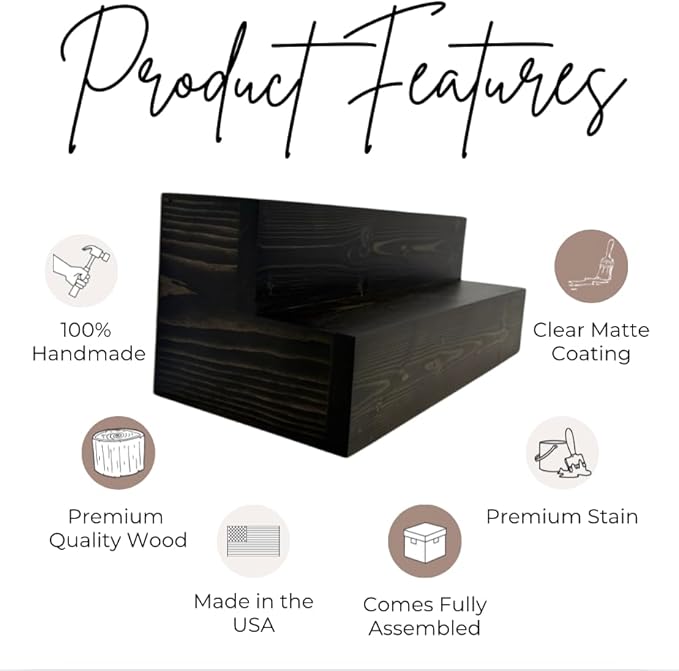 2 Tiered Countertop Liquor Bottle Display Shelf — Holds 26 Bottles Bar Organizers for Wine & Whiskey — Free Standing Bottle Stand for Home, Bar Decor — Wooden Kitchen Counter Shelf, Black