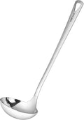 Cooking Spoon 12.2 Inches Kitchen Stainless Steel Round Ladle, Heavy-Duty, Heat Resistance, Rust-Resistant Kitchen Ergonomic Handle for Chefs Serving Soups, Stews