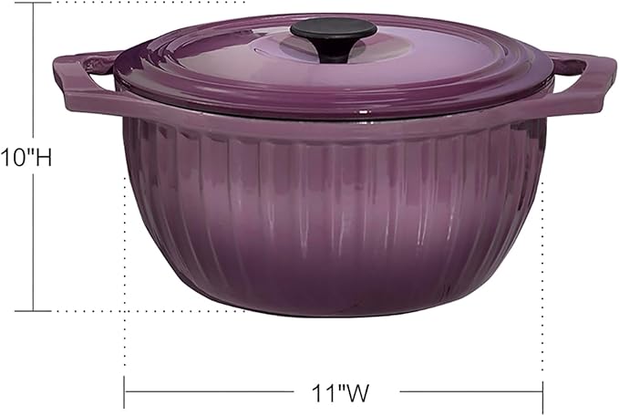 5 qt Enameled Cast Iron Dutch Oven Pot with Lid, Cast Iron Cookware, 5 qt dutch oven, enamel cookware (Fig Color)