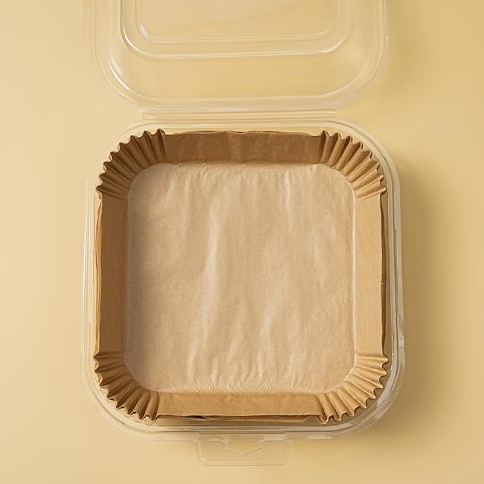Air Fryer Liners Disposable Square.100pcs Virgin Pulp Parchment Paper for 4qt-6qt Air Fryer.Food Grade,Non-stick, Oil-proof & Heat Resistant for Baking,Microwave,Cooking & Deep Fryer Accessories
