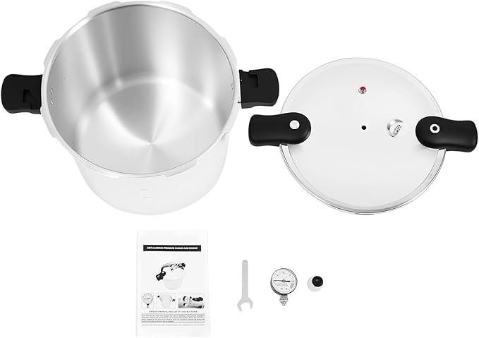 23 Quart Pressure Cooker, Large Pressure Canner, Pressure Gauge & Pressure Regulator,Anti-scald Handle and Silicone Ring,Suitable for Canning, Steaming, and Stewing - Aluminium,Large Capacity,90kpa
