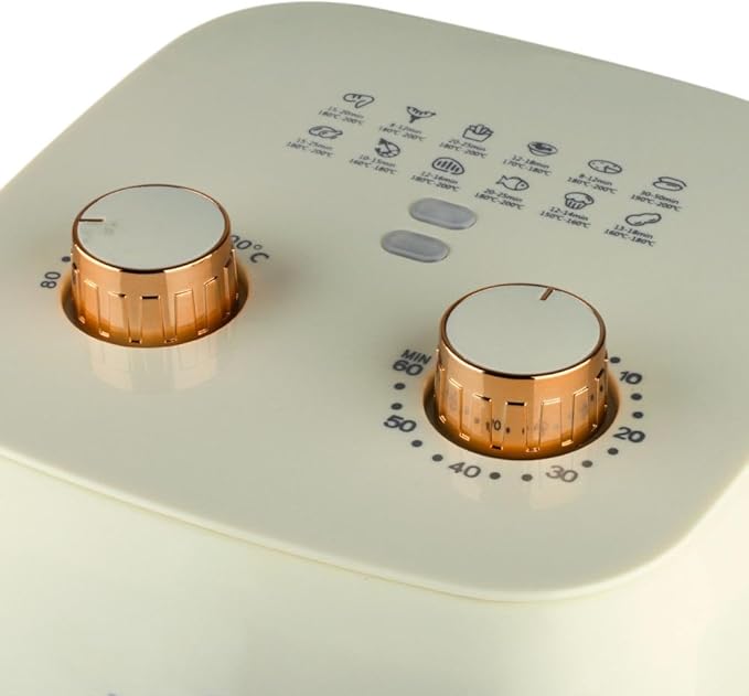 3.0L Air Fryer Oven, Push Button Control, Single Basket, 1300W Multi-Purpose Electric Appliance, White with Gold Accents