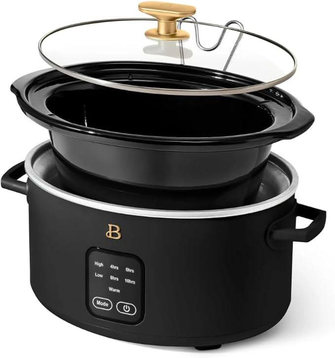 Beautiful 4-Quart Slow Cooker with Touch-Activated Display, Programmable Digital Controls, Removable Non-Stick Pot, Keep Warm Function