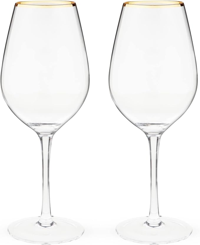 Twine Gilded Stemmed Wine Glasses, Stylish Drinking Glasses with Gold Rim for Red and White Wines, Housewarming, Anniversary, Wedding Gifts, Elegant Home Bar Glassware, Wine Lovers, 14 oz, Set of 2