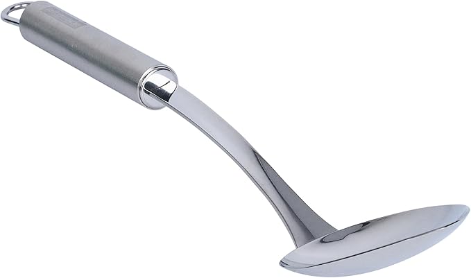 Serving Spoon 1 Pack 12.3 Inch Ergonomic Handle Spoon Dishwasher Safe Stainless Steel Silver Buffet Utensil Durable Catering Cutlery for Serving at Buffets, Events