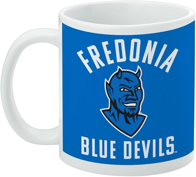 Fredonia State University Blue Devils Logo Ceramic Coffee Mug, Novelty Gift Mugs for Coffee, Tea and Hot Drinks, 11oz, White