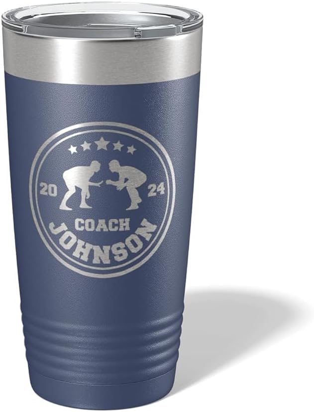 Wrestling Coach gifts, Tumbler, Coach tumbler, Wrestling gifts, Coach Beer glass, Coach gift, Wrestling Coach, Coach gifts, Wrestling Coach (Wrestling Circle, Navy, 20oz Tumbler)
