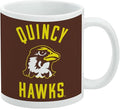 Quincy University Hawks Logo Ceramic Coffee Mug, Novelty Gift Mugs for Coffee, Tea and Hot Drinks, 11oz, White