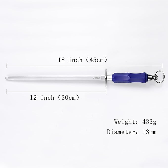 Honing Steel 12 inch Professional Knife Sharpener Honing Rod, Fine Lines, High Carbon Steel, High hardness, Flat Knife Sharpening Steel