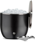 Snowfox XL Premium Vacuum Insulated Double Wall Stainless Steel Ice Bucket with Lid/Scoop, Bar Accessories, Large Elegant Party Bucket, Chill Several Bottles, Beautiful Entertaining, 7L, Matte Black
