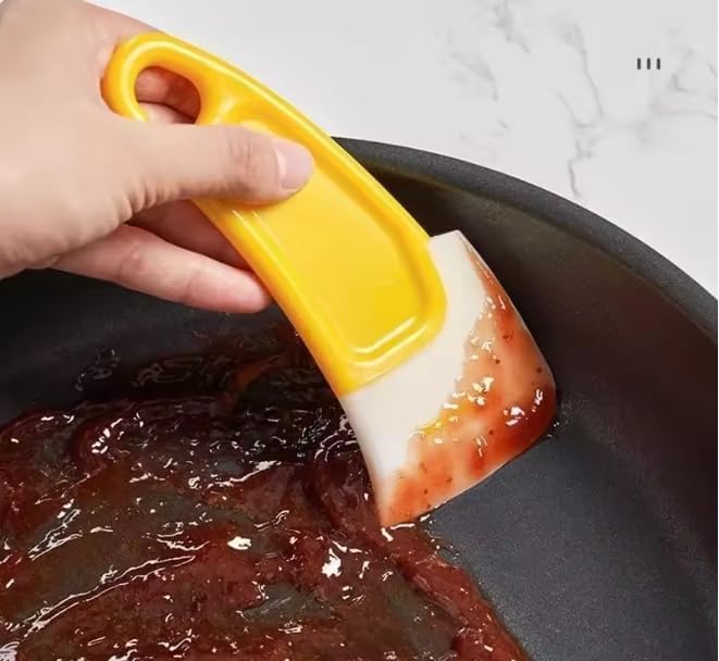 3Pack Silicone Kitchen Scraper Cleaning Spatula for Food Residue Stains Pot Fry Pan Dish Oil Plate Clean Brush