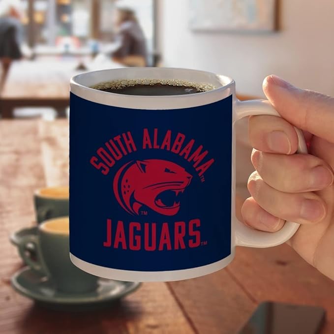 Univeristy of South Alabama Jaguars Ceramic Coffee Mug, Novelty Gift Mugs for Coffee, Tea and Hot Drinks, 11oz, White