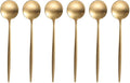 Gold 18/10 Stainles Steel Coffee Spoons, Slim Cutlery for Kitchen Hotel Restaurant Wedding Party, Matte Finish, Dishwasher Safe, Pack of 6