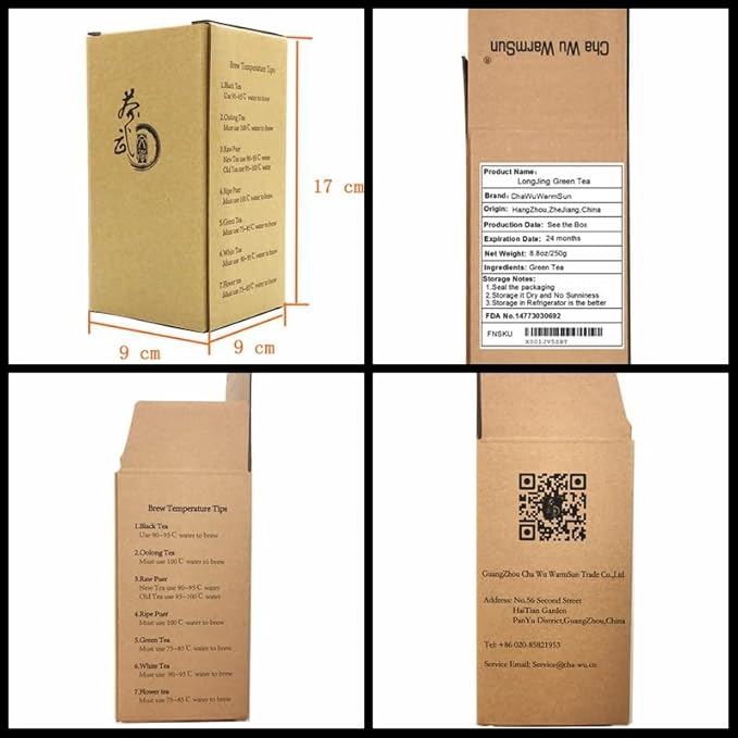 ChaWuWarmSun [S] LongJing Green Tea,8.8oz/250g,Chinese Dragon Well Green Tea Loose Leaf
