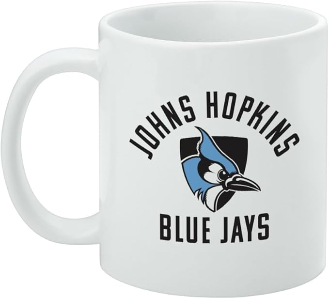 Johns Hopkins University Blue Jays Logo Ceramic Coffee Mug, Novelty Gift Mugs for Coffee, Tea and Hot Drinks, 11oz, White