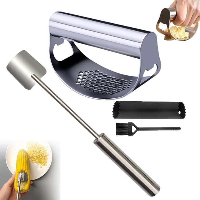 Corn Peeler for Corn on The Cob Stripper Tool, 2025 New Long Handle Stainless Steel Corn Stripper Tool, Quick Corn Kernel Remover Tools for Kitchen Use (Mix)