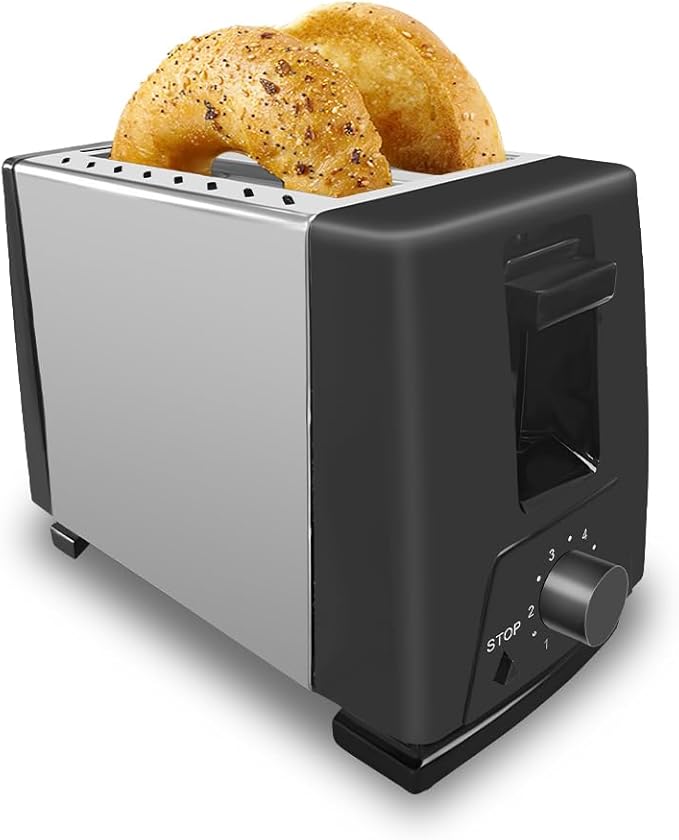 Sleek 2-Slice Toaster with Wide Slots – 6 Adjustable Settings, Defrost for Frozen Bread, Removable Tray, Compact Stainless Steel Design – Modern kitchen appliances Essential (White)