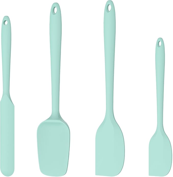 4 Pcs Silicone Spatula Set with Nonslip Handle Heat Resistant Silicone Versatile Kitchen Dishwasher Safe Cooking Spatula Set for Cooking Mixing Baking