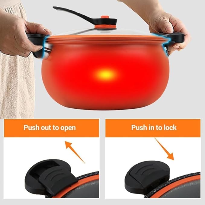 Multifunctional Large Capacity Non-stick Pressure Cooker, 8L Versatile Micro-Pressure Cooking Pot with Visible Transparent Glass Cover, Easily Serves 4–6 People (green)