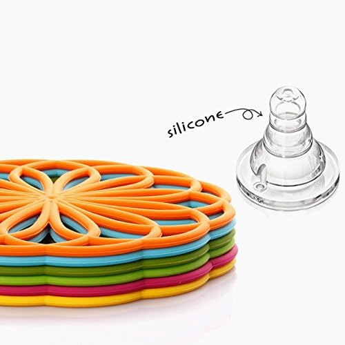 ME.FAN Silicone Trivet Mat - Kitchen Hot Pads for Pots & Dish - Insulated Teapot Trivet - Flexible, Durable, Non-Slip Large Coasters 3 Set Grass Green