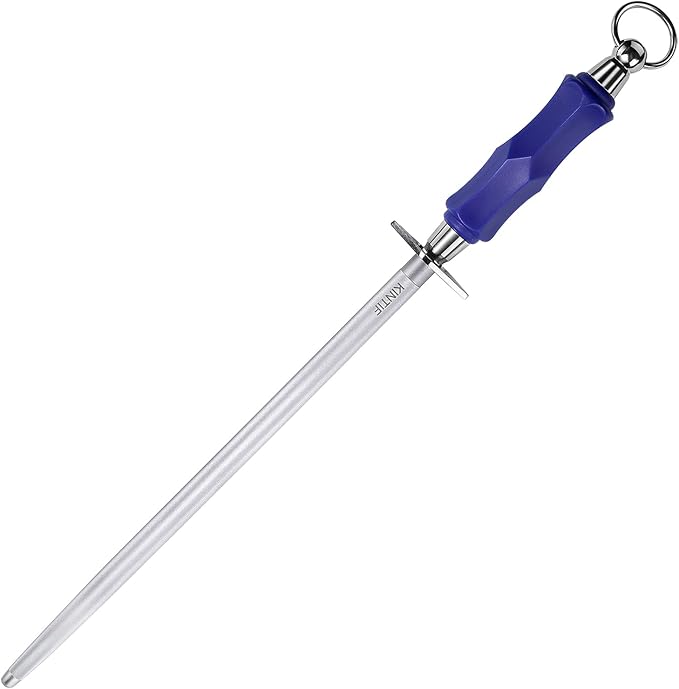 Honing Steel 12 inch Professional Knife Sharpener Honing Rod, Fine Lines, High Carbon Steel, High hardness, Knife Sharpening Steel