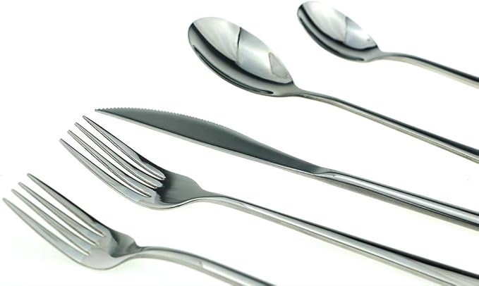 JASHII Mirror Polished Silver 30-Piece SUS304 Stainless Steel Flatware Set,Silverware Set Dinner Knife Fork Spoon Dessert Fork Salad Spoon Service for 6