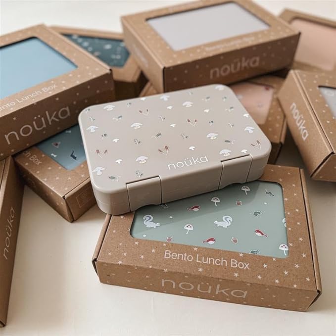 nouka Design Bento Lunch Box | Easy to Open Latches | Spill Proof Design | 6-Compartment Removable Tray | Garden