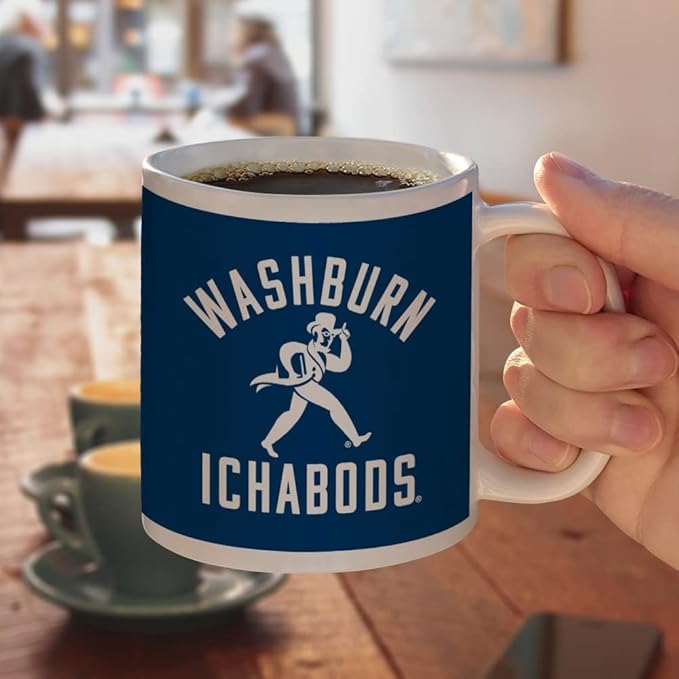 Washburn University Ichabods Logo Ceramic Coffee Mug, Novelty Gift Mugs for Coffee, Tea and Hot Drinks, 11oz, White