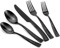 Silverware Set Flatware Set Matte Black Stainless Steel Forged Hammered Cutlery Set Heavy 40 Pieces Service for 8