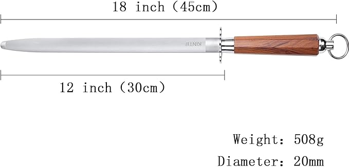 Sharpening Steel 12 inch Professional Honing Rod Knife Sharpener, Fine Lines, High hardness, Flat Knife Honing Steel