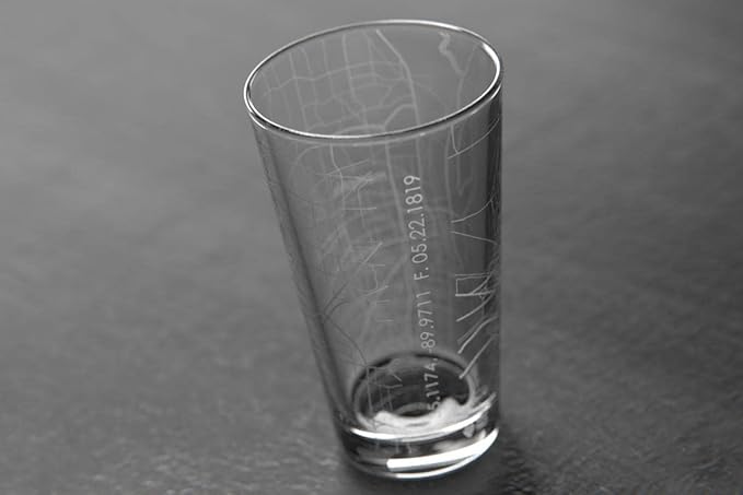 Well Told Engraved Memphis Tennessee Map Pint Glass, Etched Beer Gift (16 oz, Clear) City Map Pint, Custom City Glassware, Gifts For Beer Lovers