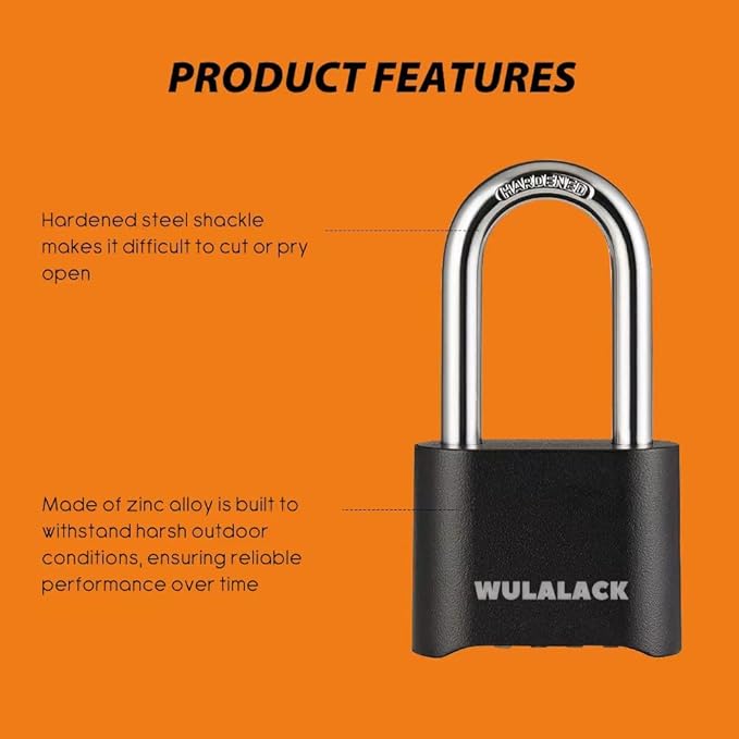 Combination Lock - 12 Pack Long Shackle Combo for Gates, Sheds, and Storage