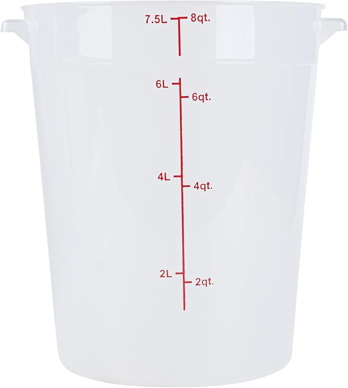 Restaurantware-Met Lux 8 Quart Food Storage Containers, 10 Translucent Storage Containers - Lids Sold Separately, Red Volume Markers, Dishwashable Containers, Side Handles, For Storing Foods