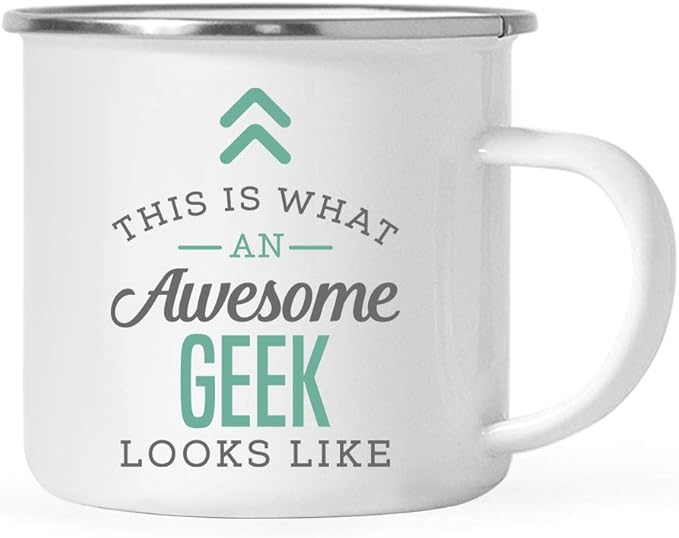 Andaz Press 11oz. Stainless Steel Campfire Coffee Mug Gift, This is What an Awesome Geek Looks Like, 1-Pack, Birthday Gift Ideas Coworker Him Her, Includes Gift Box